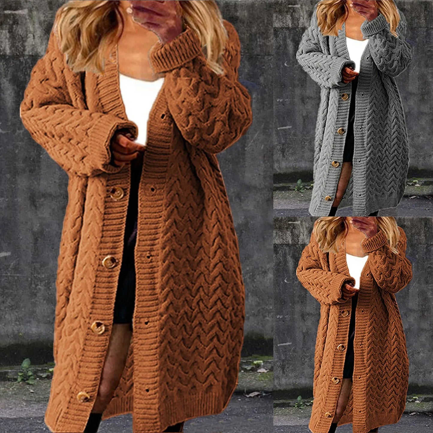 Women Sweater Cardigans Autumn Winter Knitted Outerwears Korean Oversize Long Sleeve Single-Breasted Cardigans Knitwears Coats