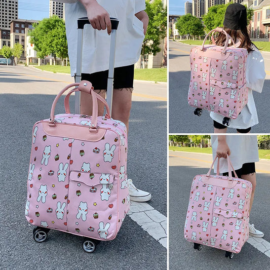 Versatile Wheeled Suitcase Lightweight Carry-on Bag for Women Convenient Travel Luggage Convertible Backpack for Short Trips