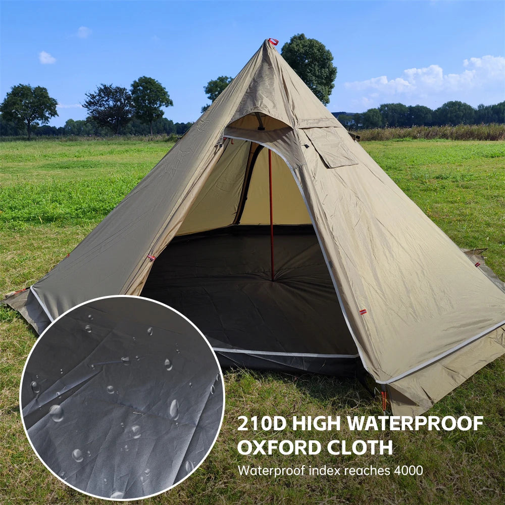 10.5' x 5.2' Camping Tent with Stove Jack Outdoor Teepee Tent for Family Camping Backpacking Hiking