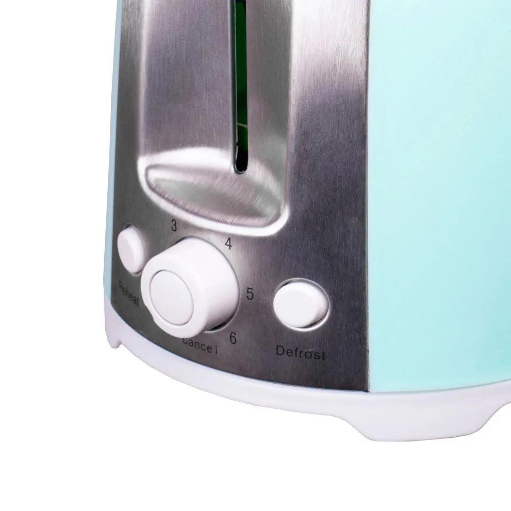 Cool Touch 2-Slice Toaster, Extra Wide Slots, 6-setting browning knob, with Reheat, Defrost, and Cancel Buttons, Blue