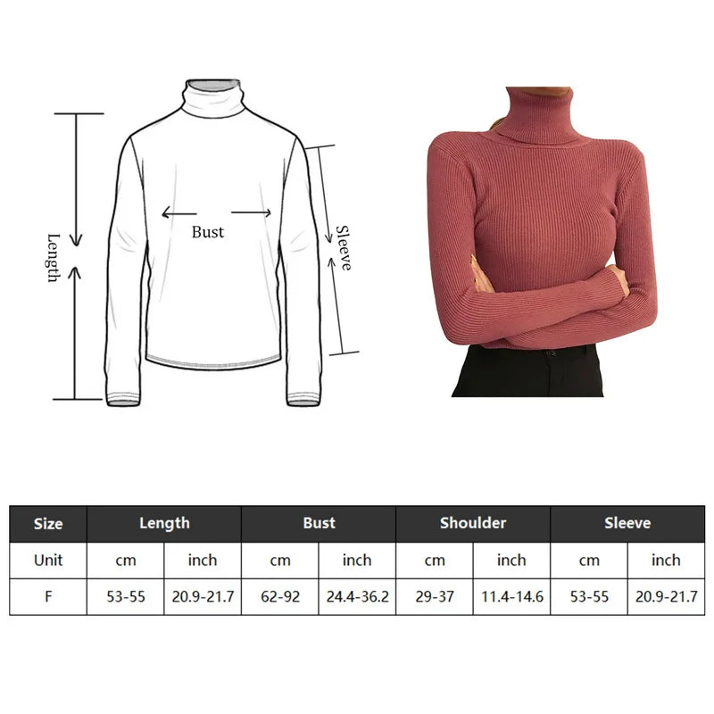 New Women Fall Turtleneck Sweater Soft Knitted Pullovers Korean Slim Long Sleeve Bottom Tops Chic Blouse Jumpers Ladies Knitwear