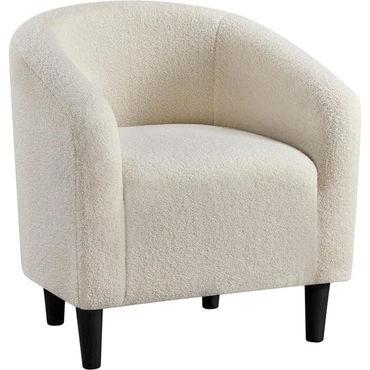 Yaheetech Accent Barrel Chair, Faux Fur Club Chair, Furry Sherpa Elegant and Cozy, Soft Padded Armchair