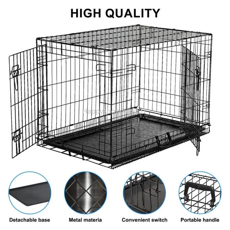 SUGIFT 42 inch Dog Crate, Two Door Provalue Wire Dog Crate, Black