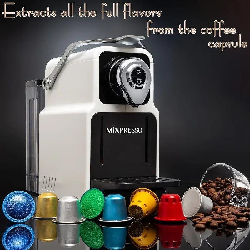 Mixpresso Espresso Machine for Nespresso Compatible Capsule, Single Serve Coffee Maker Programmable Buttons for Espresso Pods