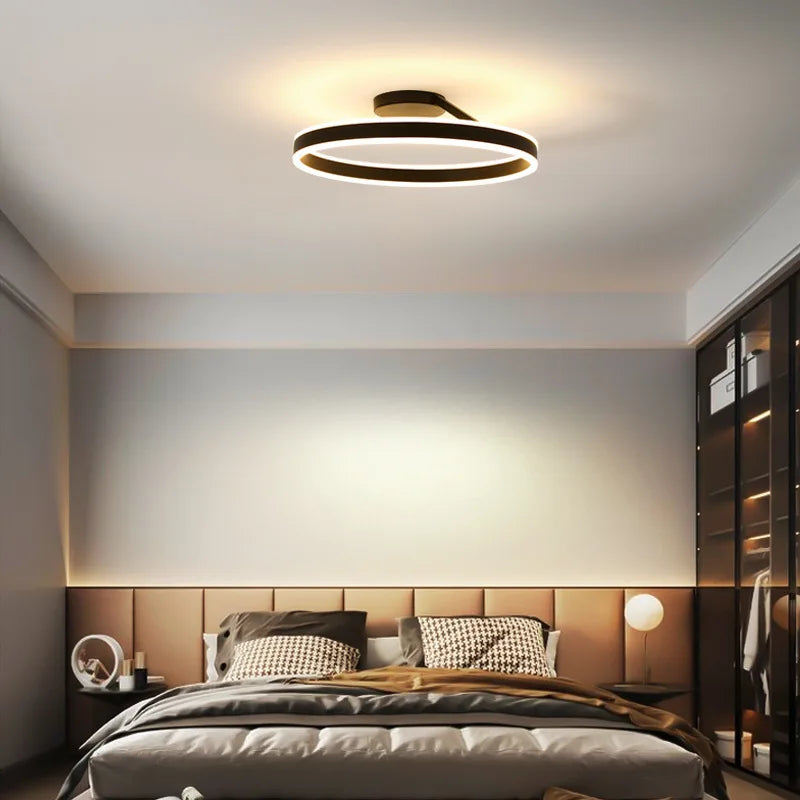 Nordic Ring Led Ceiling Chandelier Dimmable for Track Dining Living Room Center Table Bedroom Pendant Light Decor Luster Fixture