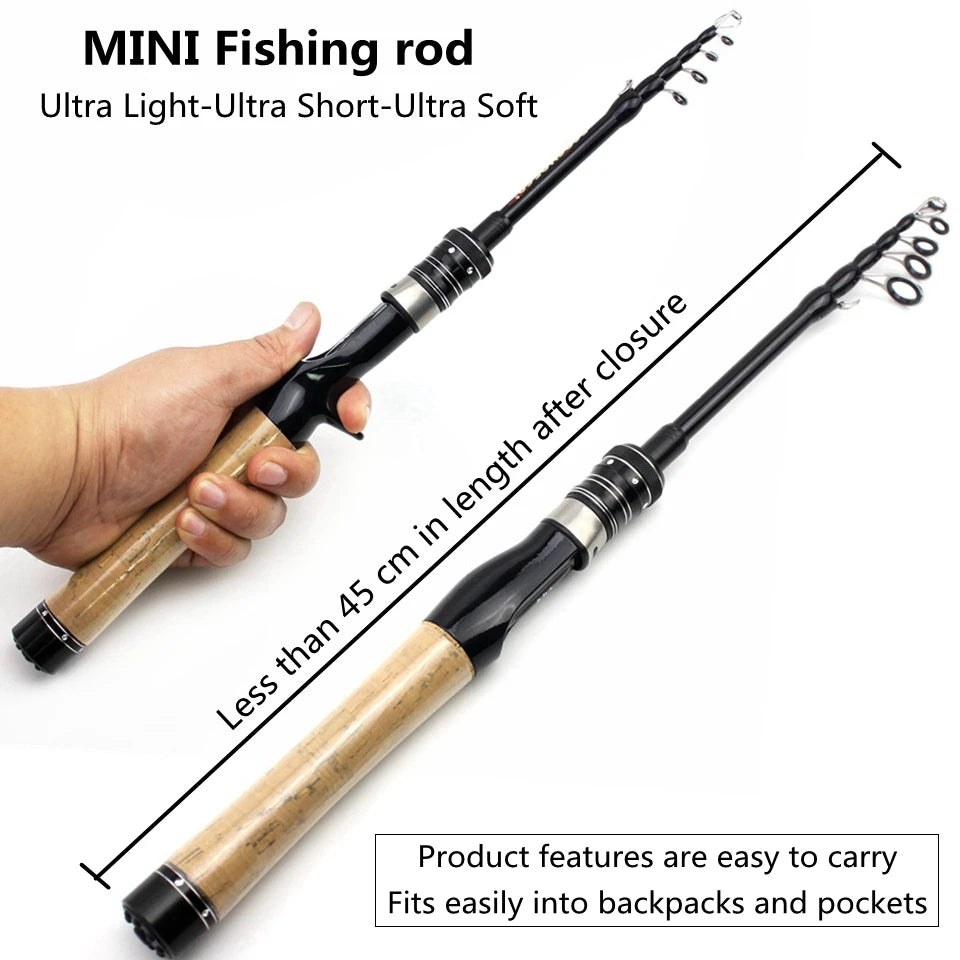 168cm 185cm Ultra light ul power Telescopic Fishing Rod Spinning  Rod Lure Weight 1-5g Children beginners Catch small fish pole