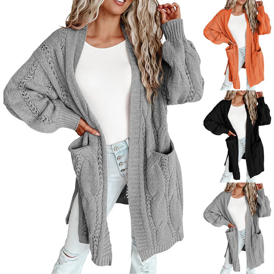 Autumn Women Loose Warm Cardigan Coat Solid Long Sleeve Knitted Sweater Outerwears Winter Womens Clothing Streetwear кардиган