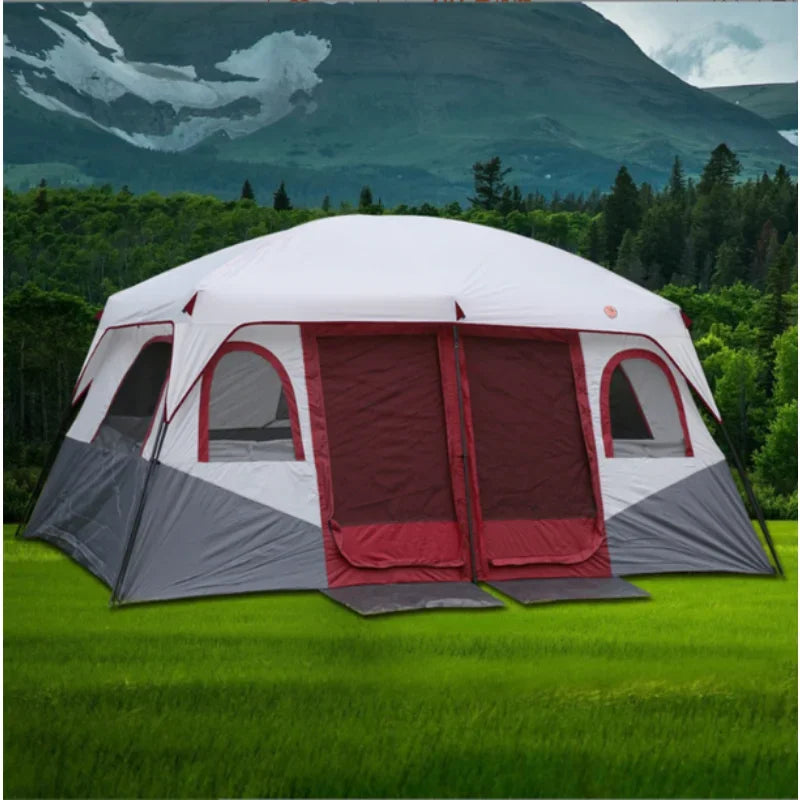 YOUSKY Large Space Outdoor Camping Tents 8+ People Double Layers Luxury 2 Bedrooms 1 Lliving Room Family Travel Camping Tent