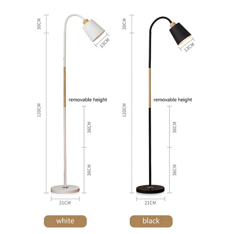 Nordic LED Floor Lamps Creative Bedroom Reading Deco Dining Room Light Indoor Bulb Modern Dimming Black&White Adjustable