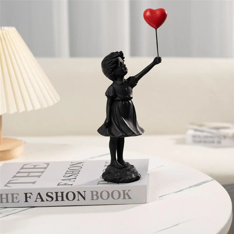 Nordic Banksy Flying Balloon Girl Statue Ornaments Home Decor Modern Art Resin Figurine Sculpture Living Room Desk Decoration