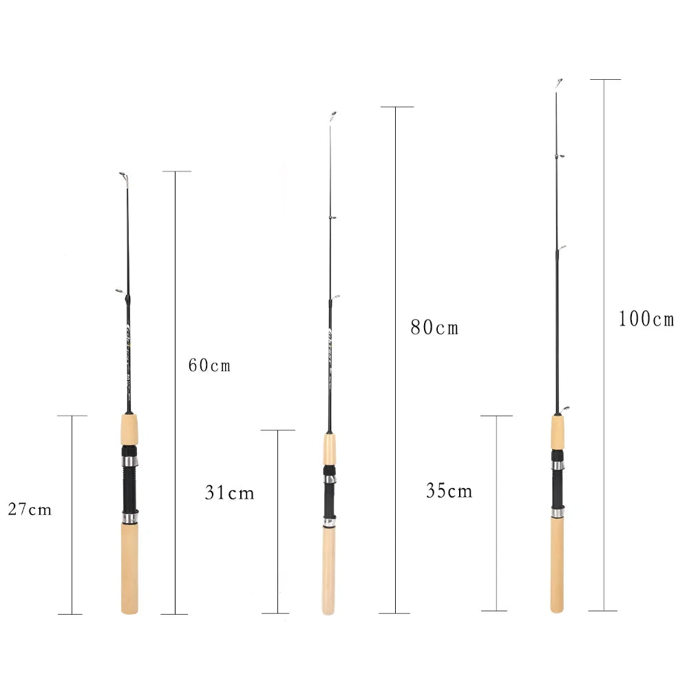 60/80/100cm Shrimp Ice Fishing Rod Light Weight Winter Fishing Rods River Comfortable Grip Carp Tackle Pesca Fishing Equipment