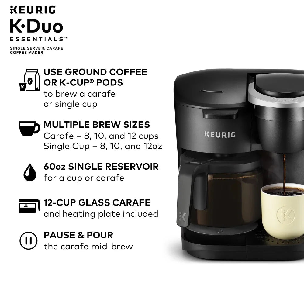 2023 New Keurig K-Duo Essentials Single-Serve K-Cup Pod Coffee Maker, Black