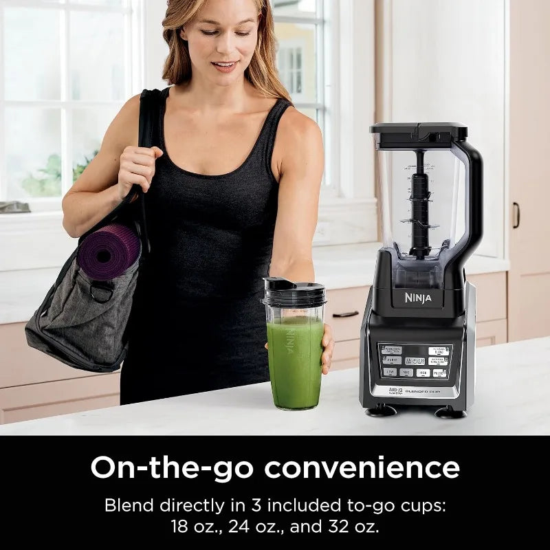 Ninja BL642 Nutri Ninja Personal & Countertop Blender with 1200W Auto-iQ Base, 72 oz. Pitcher, and 18, 24, & 32 oz