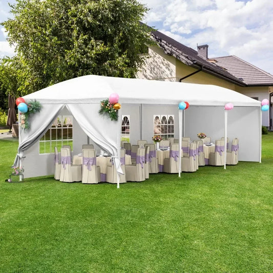 10x30 Outdoor Canopy Patio Tent Camping Gazebo Events with 5 Removable Walls for [Party] Wedding BBQ Cater