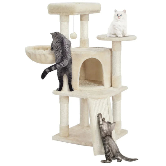 Tower for Cats Beige Free Shipping Pet Supplies Cat Tree Tower With Basket for Small Kittens Indoor Toys Towers Large Trees Home