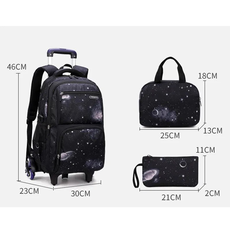 New Kids Trolley Schoolbag Luggage Book Bags Boys Student Backpack Children School Bags with 2/6 Wheel Stairs Mochilas Escolares