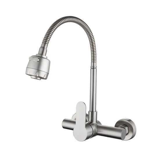 Kitchen Faucet 304 Stainless Steel Wall Mounted Tap Water Saving Bathroom Sink Cranes Gourmet Washbasin Mixing Switch