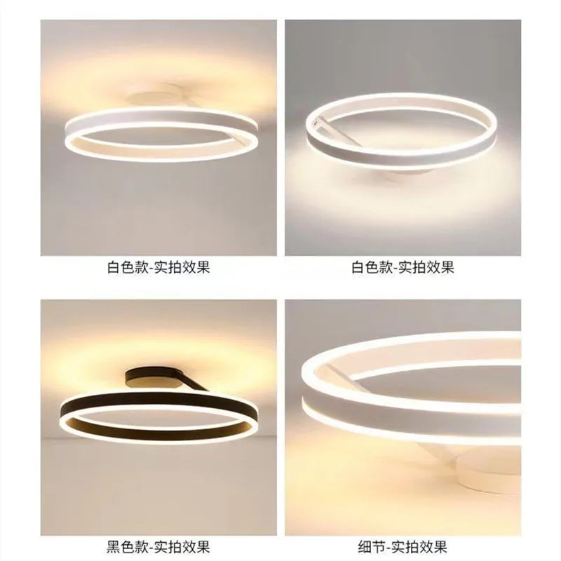 Nordic Ring Led Ceiling Chandelier Dimmable for Track Dining Living Room Center Table Bedroom Pendant Light Decor Luster Fixture