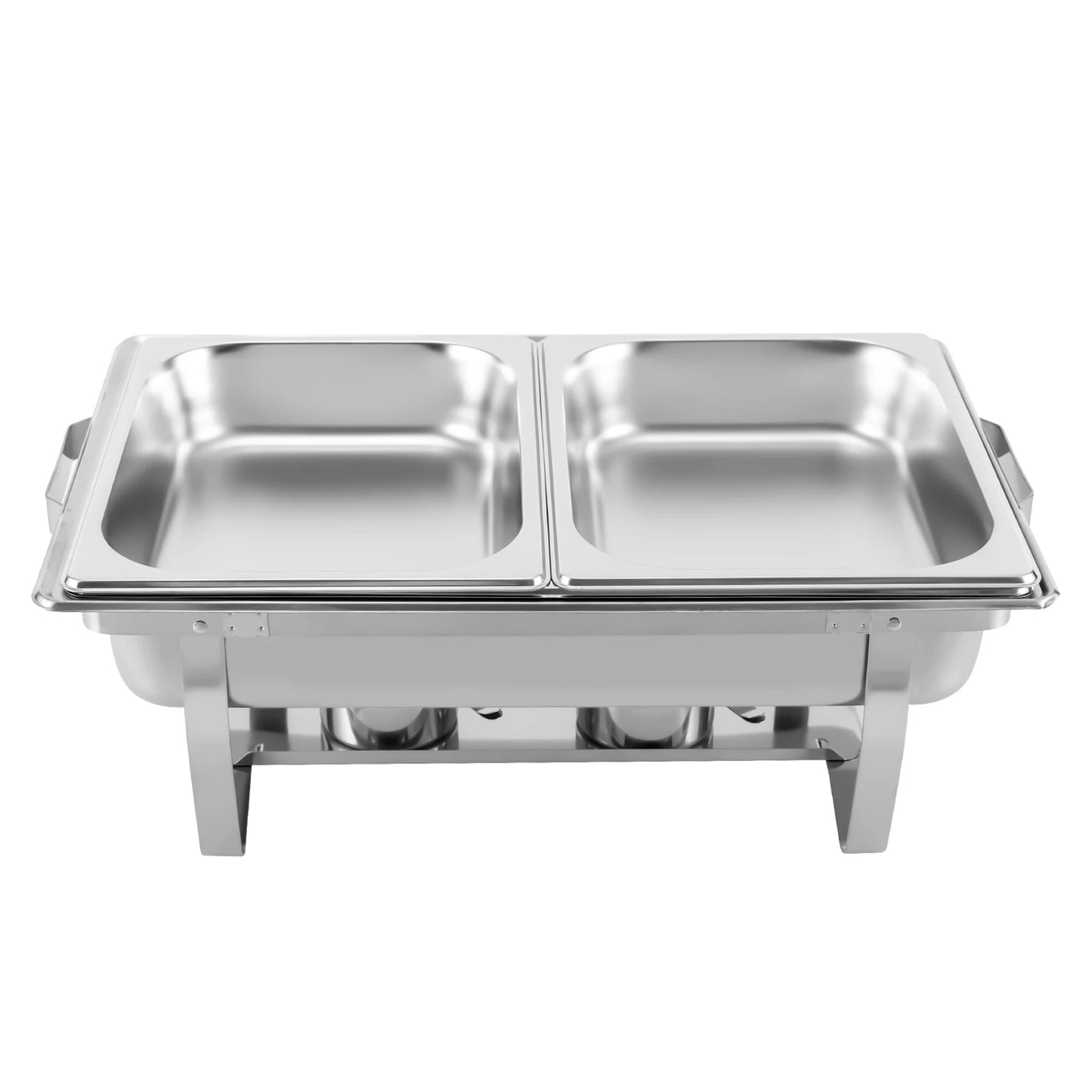 9.51 QT Chafing Dish Buffet Set stainless Steel Foldable Rectangular Chafer Full Size w/Water Pan, Food Pan, Fuel Holder and Lid