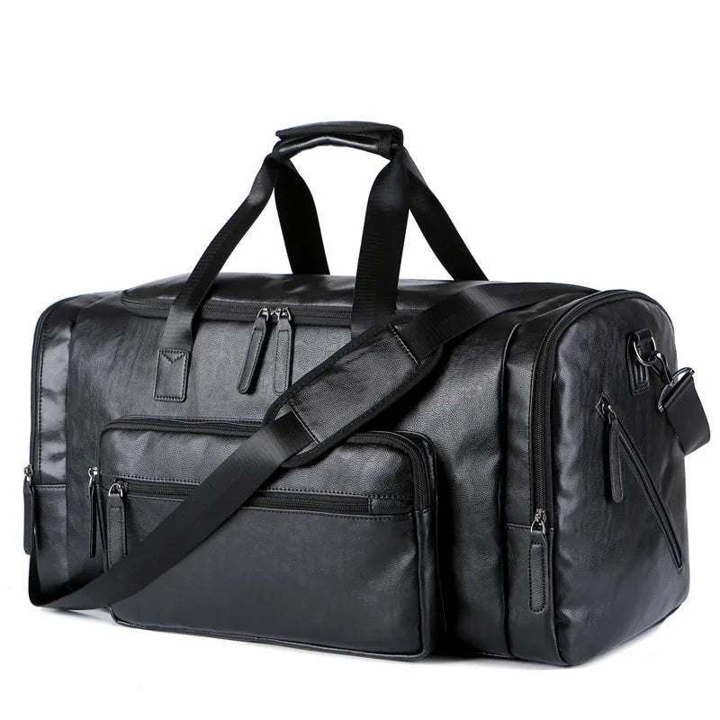 Large Capacity Business Men Travel Handbags Retro PU Leather Travel Luggage Pack Outdoor Shoulder Travel Bag For Male