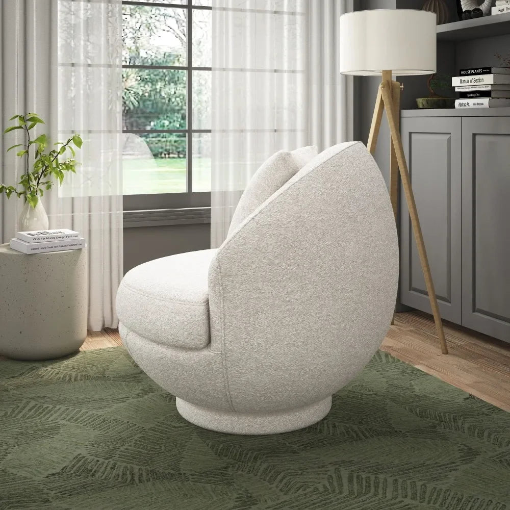 Living Room Lounge Chairs, Boulder Upholstered Swivel Storage Chair, Ash White, Accent Chairs for Bedroom