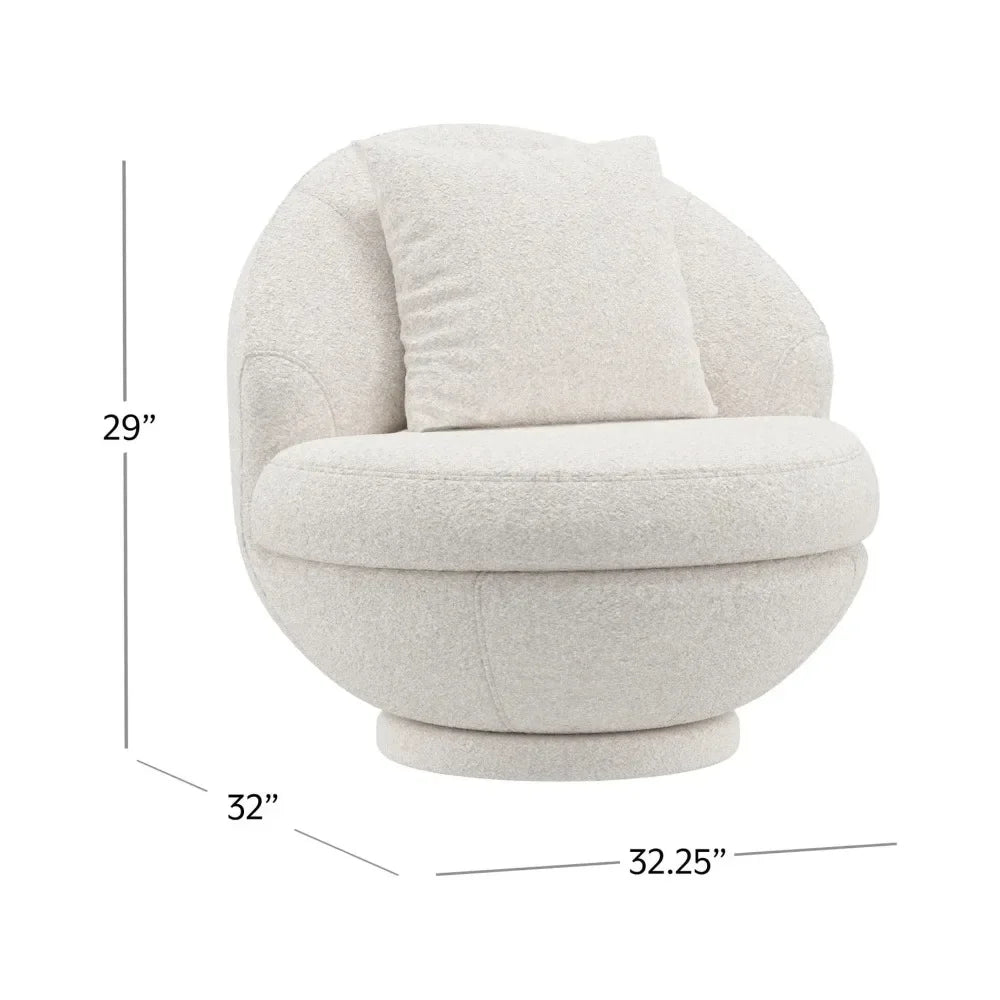 Living Room Lounge Chairs, Boulder Upholstered Swivel Storage Chair, Ash White, Accent Chairs for Bedroom