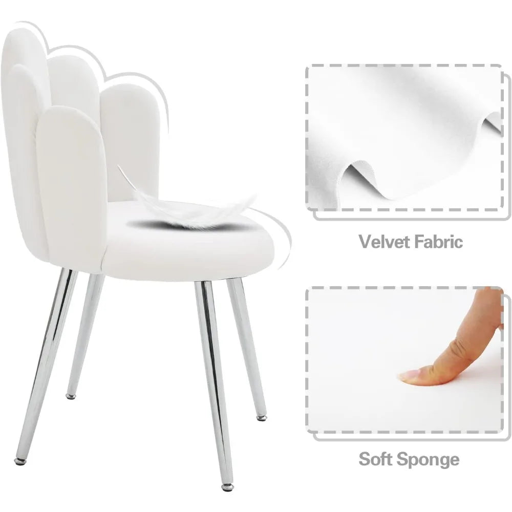 Vanity Chair for Makeup Room, Modern Accent Chair for Living Room Bedroom, Velvet Chair with Back Support and Metal Legs