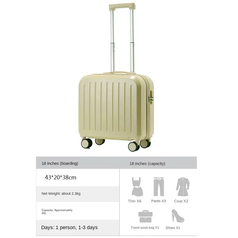 18/20 Inch Suitcase Boarding Multifunctional Travel Suitcase Student Password Trolley Case Rolling Luggage Bag with Cup holder