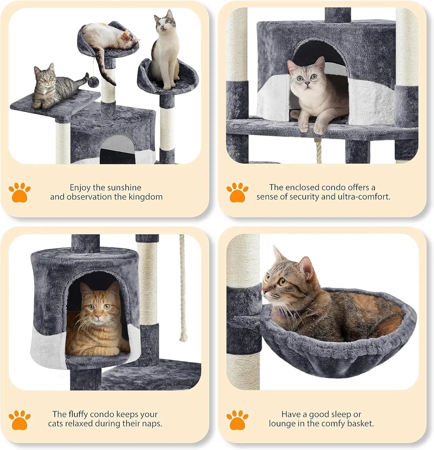 Yaheetech 79in Multi-Level Cat Trees Indoor Cat Tower with Sisal-Covered Scratching Posts, Plush Perches and Condo for Kittens,