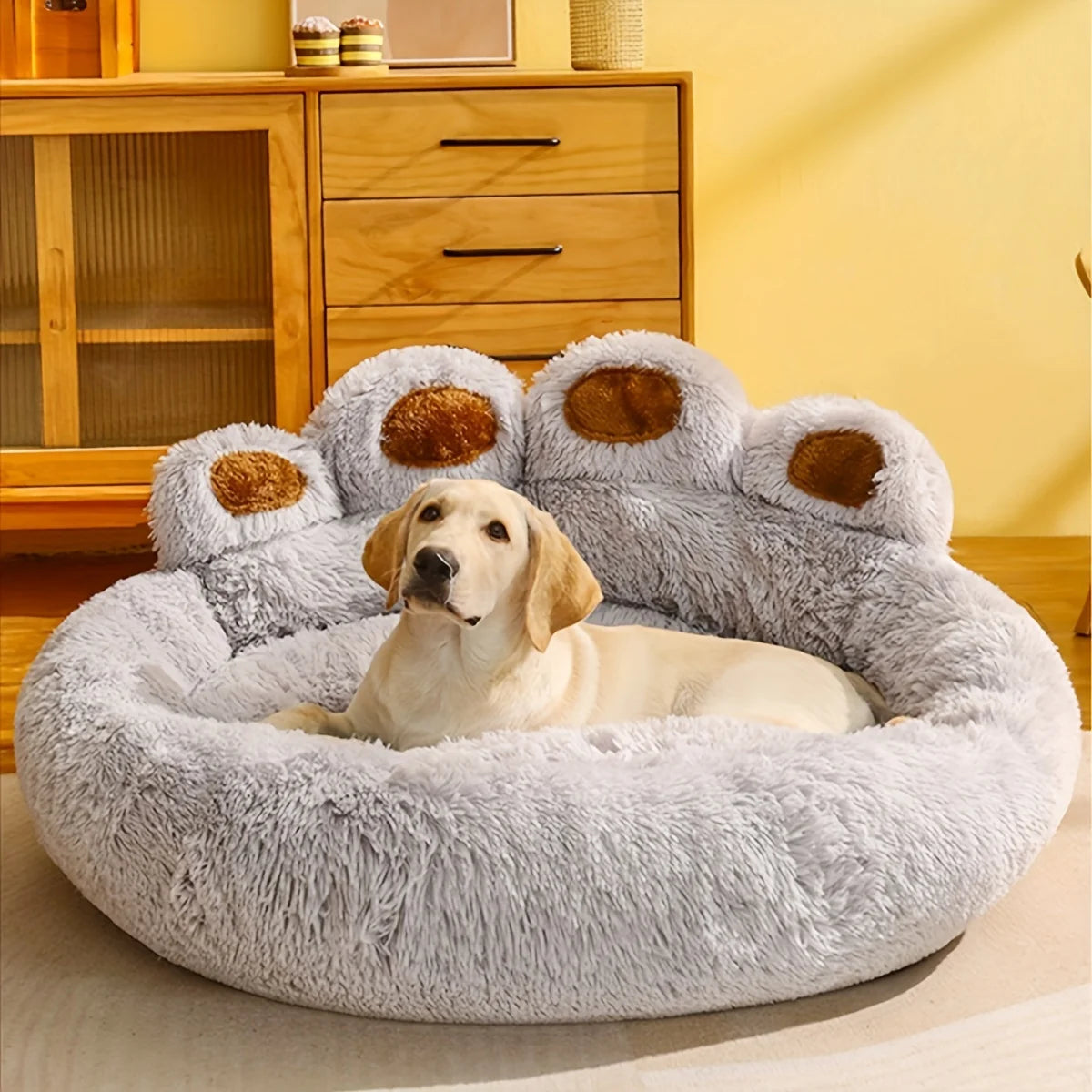 Dog Bed Cat Pet Sofa Cute Bear Paw Shape Comfortable Cozy Pet Sleeping Beds For Small Medium Large Soft Fluffy Cushion Dog Bed