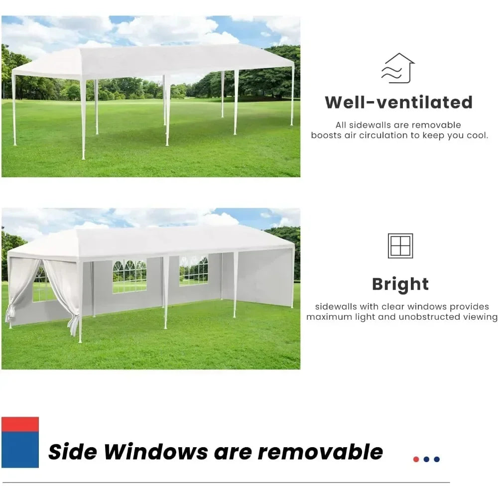 10x30 Outdoor Canopy Patio Tent Camping Gazebo Events with 5 Removable Walls for [Party] Wedding BBQ Cater