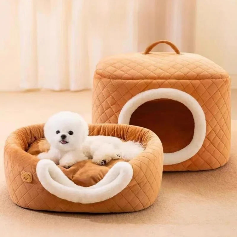 Winter Deep Sleep Cat Bed Soft Warm Pet Cushion House Cozy Dog Cat Basket Tent Cat Mat Bag Cave For Small Medium Dogs Cats