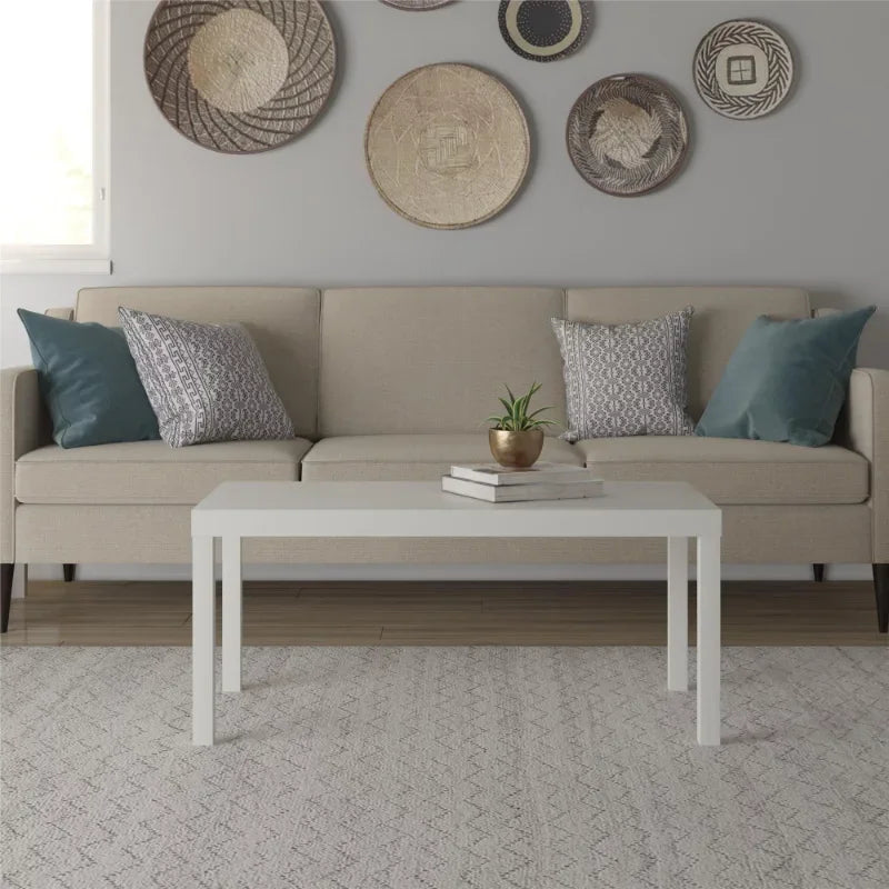 Parsons Coffee Table, White  Living Room Table  Coffee Table for Living Room