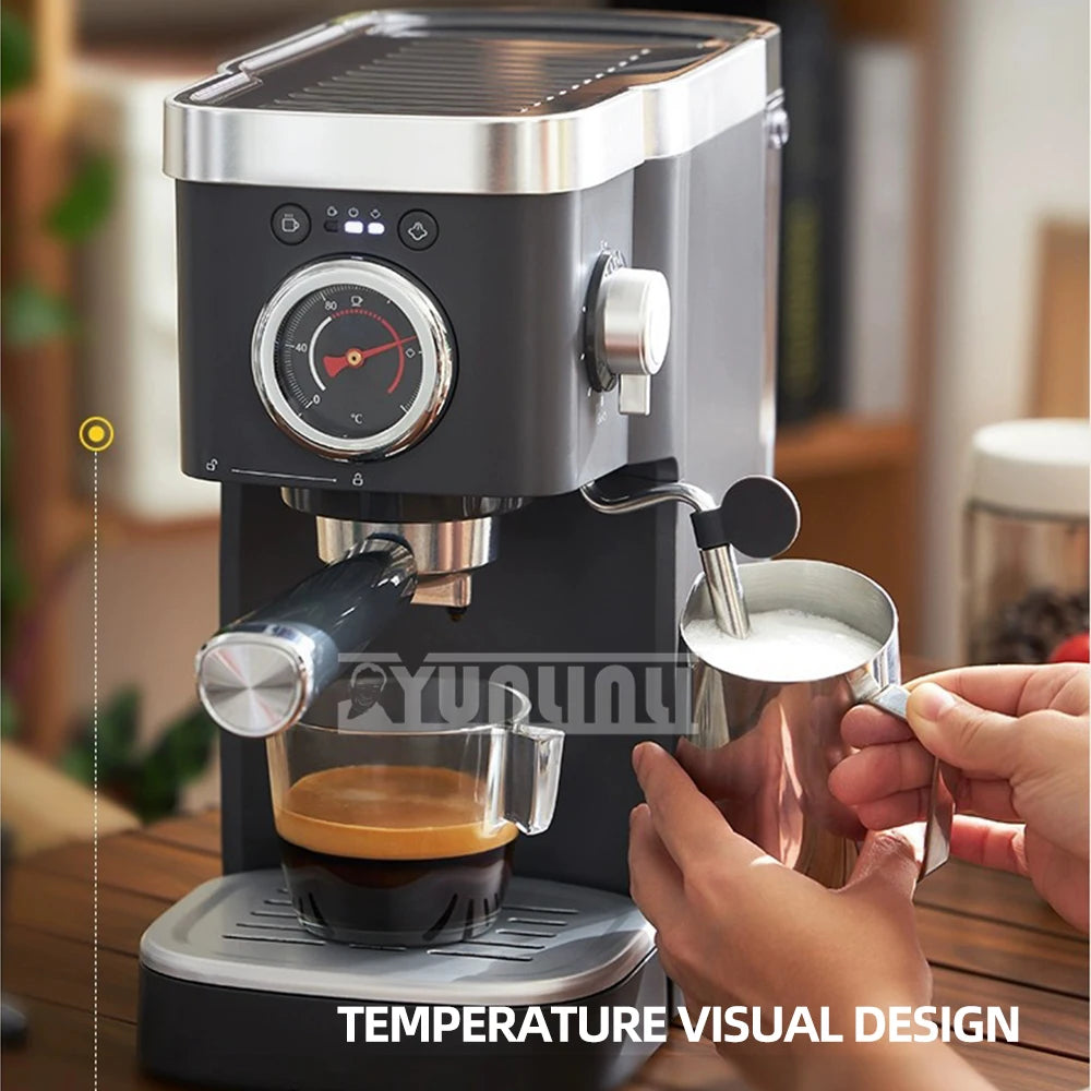 Household Coffee Maker High Pressure Extraction Steam Milk Frother Machine Semi Automatic Espumador De Leite Cafeteira Italiana