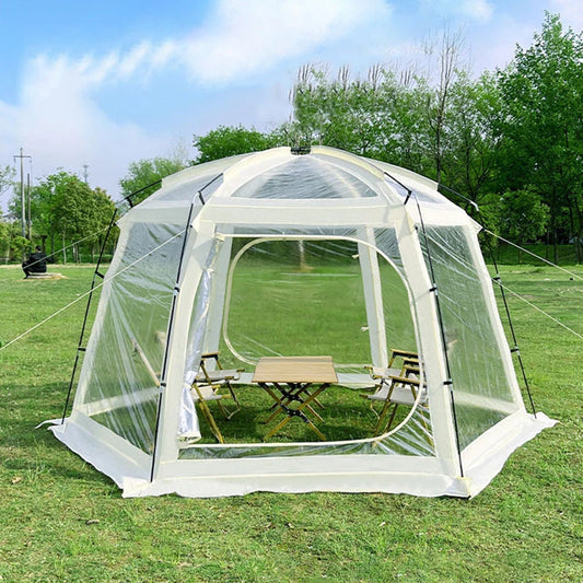 Large Transparent Starry Sky Tent Folding Portable 4-Season Camping PVC Tent Outdoor Thickened Rainproof Hexagonal Single Tents