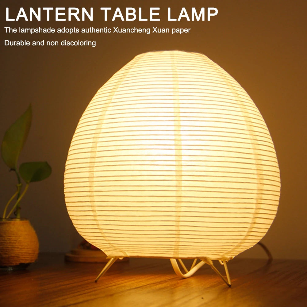 Bedside Study Table Lamp Rice Paper Desktop Decorative Lantern Light Handmade Nordic Paper Lantern Light for Living Room Bedroom