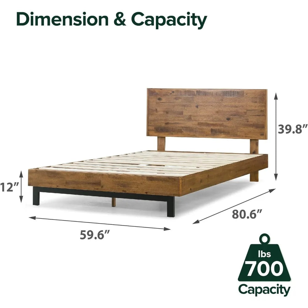 Tricia Wood Platform Bed Frame with Adjustable Headboard / Wood Slat Support with No Box Spring Needed / Easy Assembly