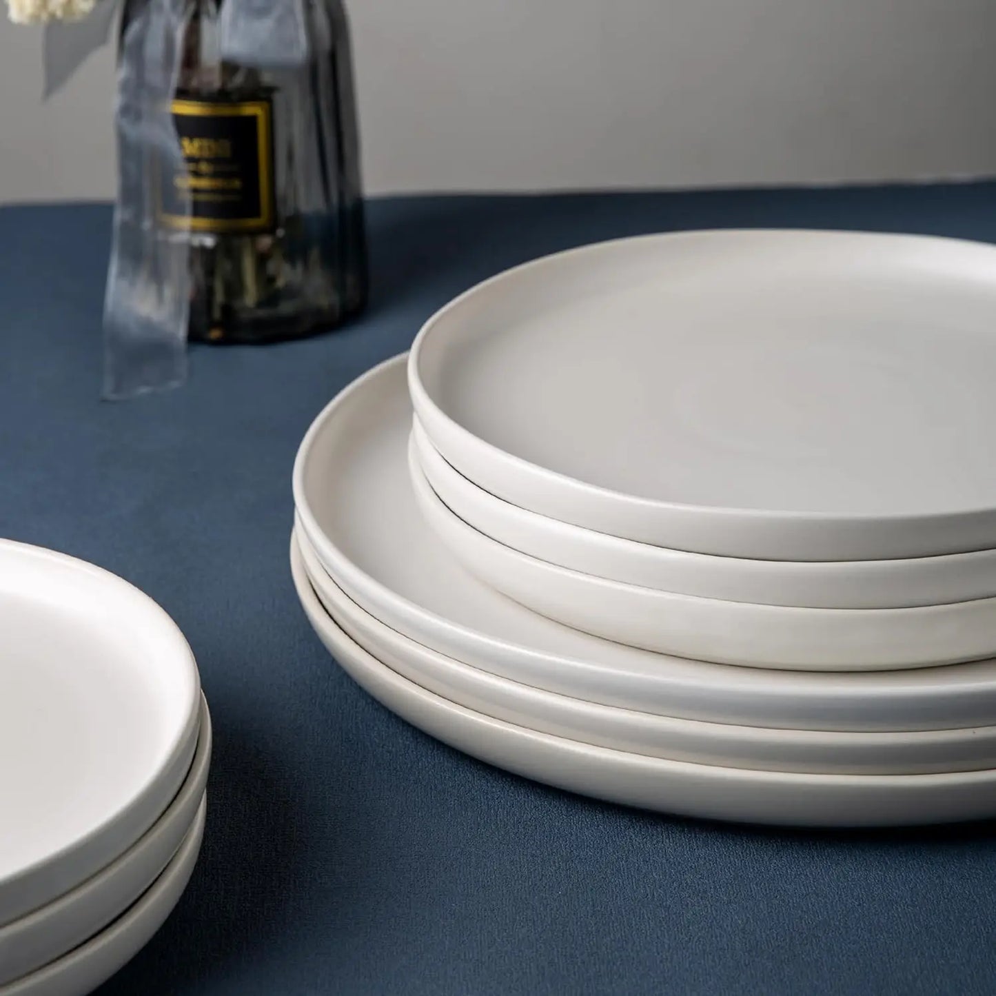 AmorArc Ceramic Dinnerware Sets, Wavy Rim Stoneware Plates and Bowls Sets, Highly Chip and Crack Resistant | Dishwasher & Microw