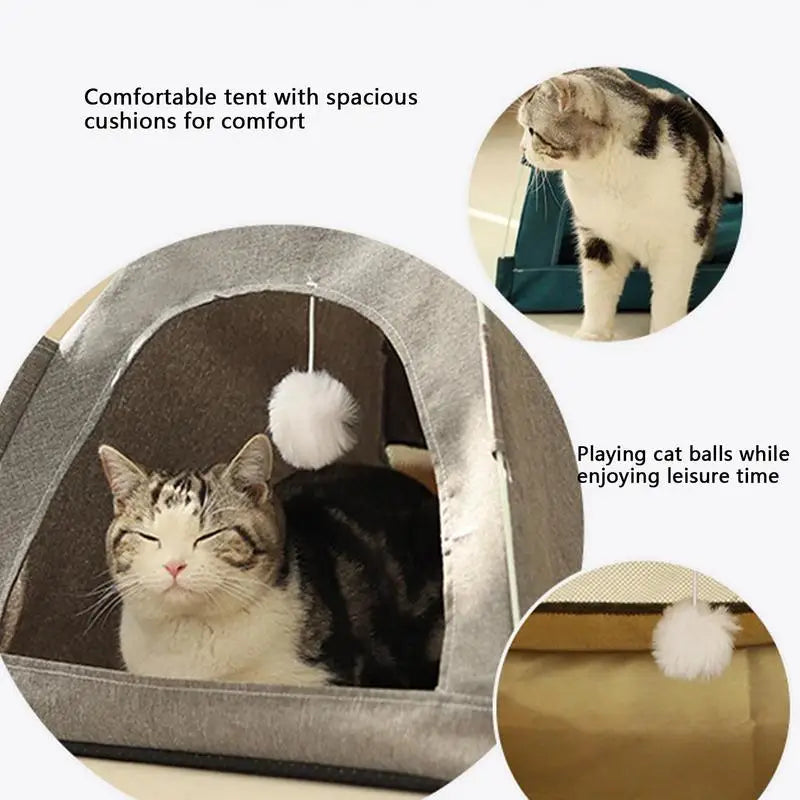 Portable Cat Tent House Removable Cat Bed Summer Pet Cat Dog Deep Sleeping Teepee Cozy Camping Pet Sun Shelter Kitten Supplies