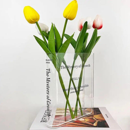 Book Vase Acrylic Book Vase Desktop Vase Bookcase Decoration Aquatic Table Vase Flower Home Decoration Flower Arrangement