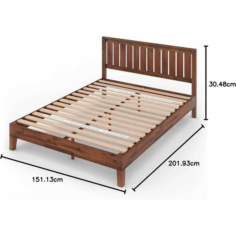 ZINUS Vivek Wood Platform Bed Frame with Headboard Wooden Slat Support No Box Spring Needed Easy Assembly