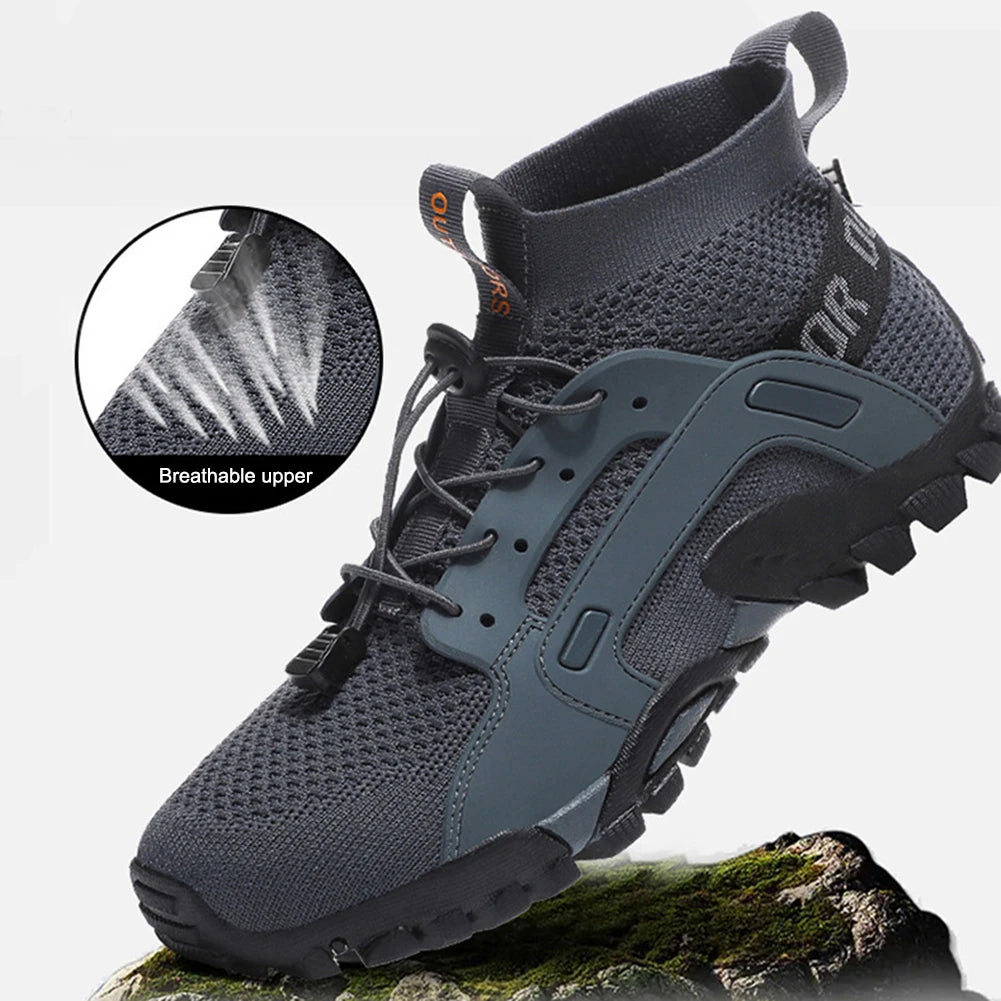 Men Slip On Upstream Shoes Soft Rubber Surfing Swimming Shoes Nonslip Breathable Quick Dry Elastic Shoelace for Outdoor Hiking