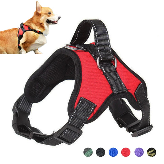 Dog Harness Vest Adjustable Pet Chest Strap Reflective Outdoor Training Dog Collars Harness Lead for Small Medium Large Dogs