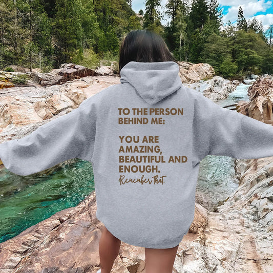 Dear Person Behind Me Hoodie With Pockets Harajuku Back Words Print Hoodie for Women Oversized Sweatshirts Fleece Hoodies Y2K