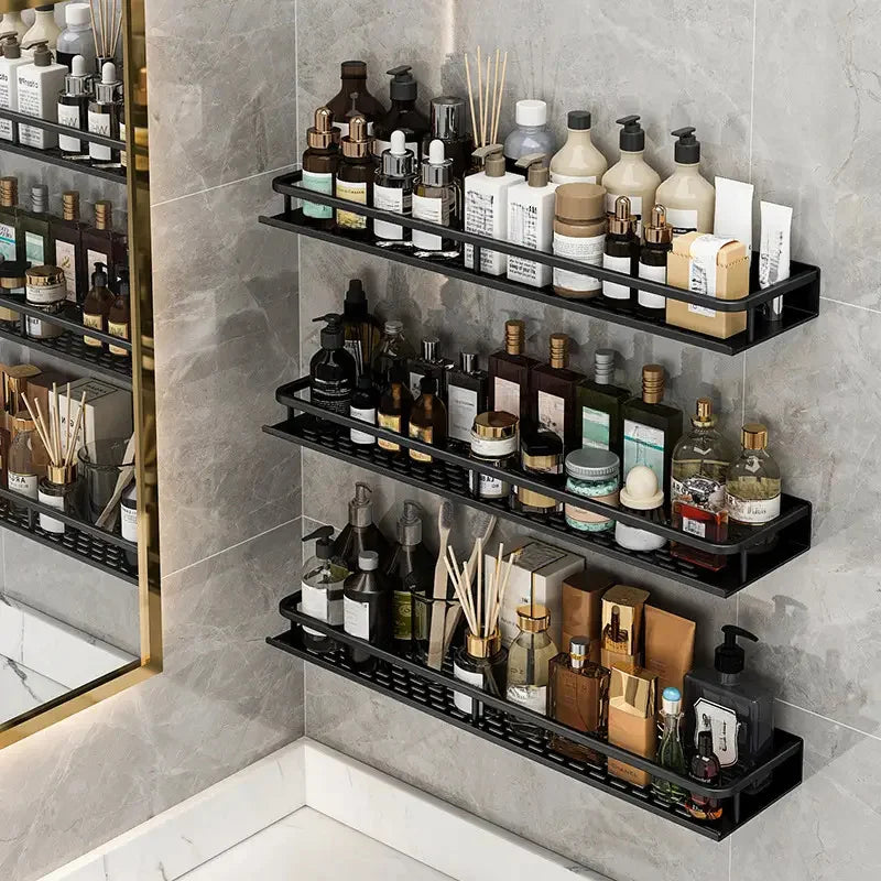 Black Bathroom Shower Room Storage Rack Toiletries Shelf Storage Is Perfect For Bathroom Item Storage