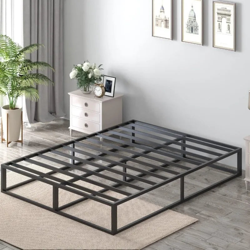 Bilily 10 Inch Queen Bed Frame with Steel Slat Support, Low Profile Queen Metal Platform Bed Frame Support Mattress Foundation