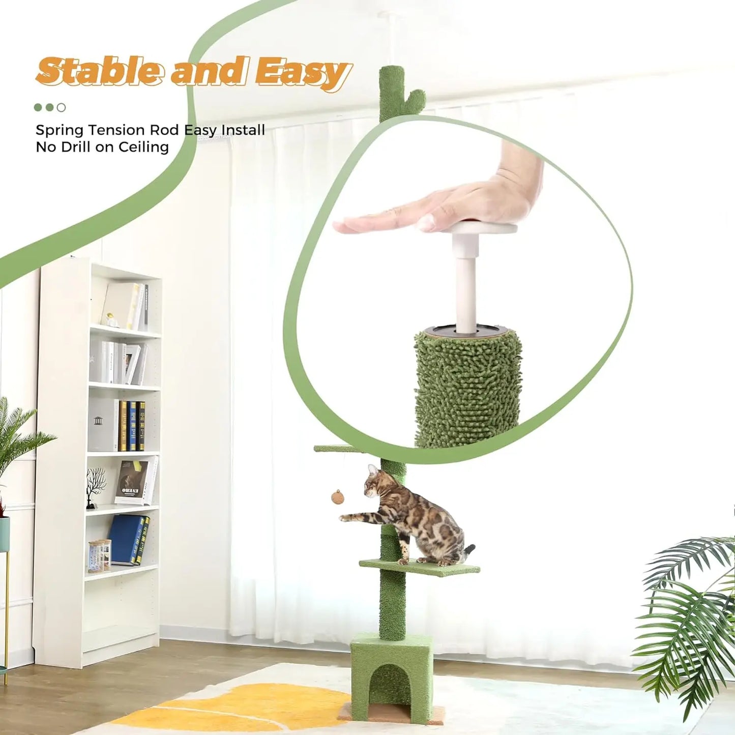 Cat Tree Ajustable Height [82-108 Inches=208-275cm] 6 Tiers Tower Fit for 7-9 Feet Ceiling