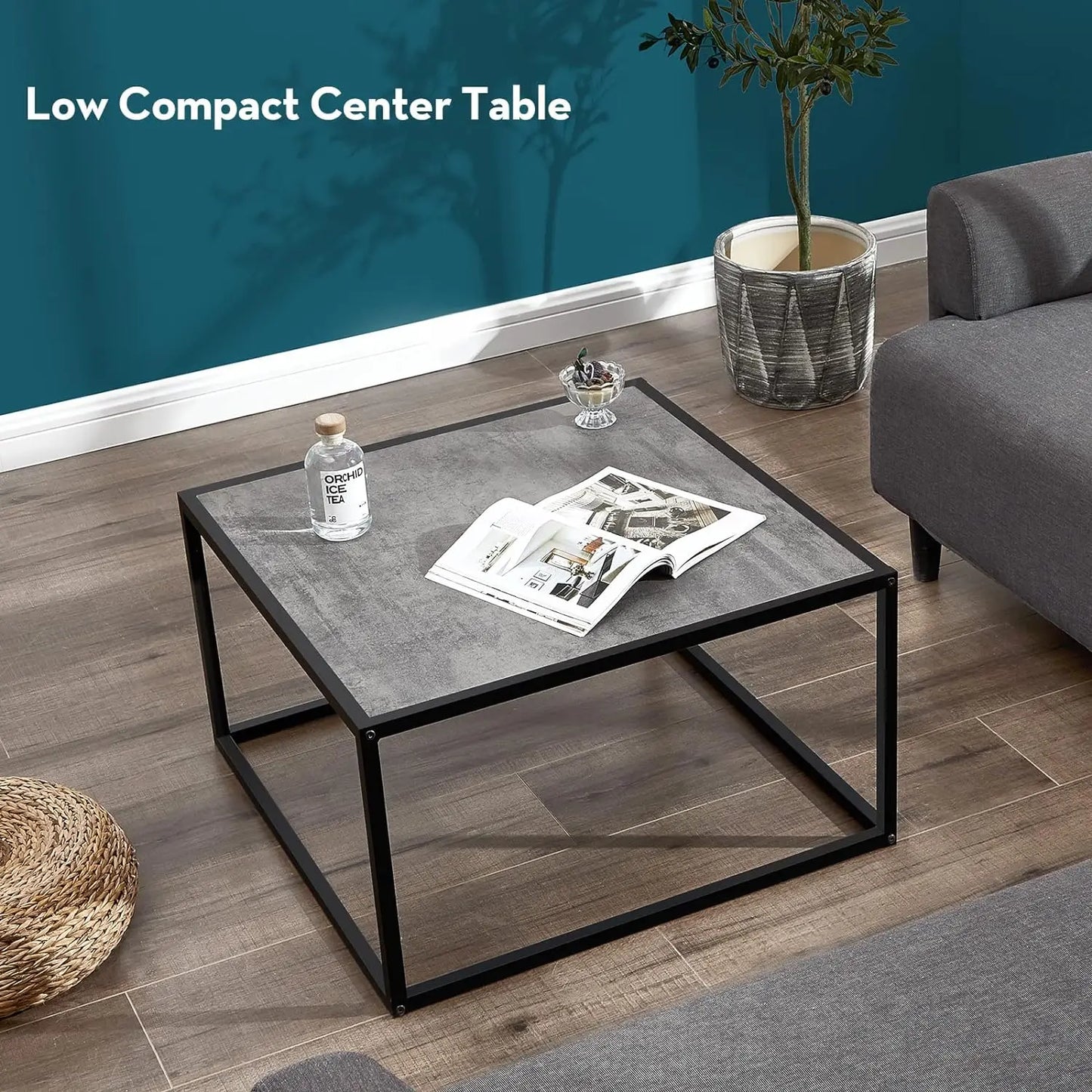 SAYGOER Small Coffee Table Square Modern Coffee Tables for Small Spaces Low Center Table for Living Room Office Easy Assembly