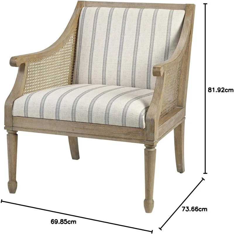 Martha Stewart Isla Accent Chairs for Living Room With Solid Wood Frame, Cane Webbed Swoop Track Arms, Turned Legs, Chairs