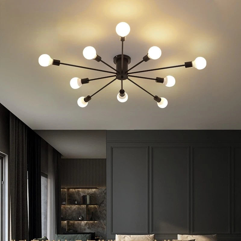 Modern Chandelier Ceiling Light Black Mid Century Celing Lights Fixture for Living Dining Room Bedroom Kitchen Foyer Office